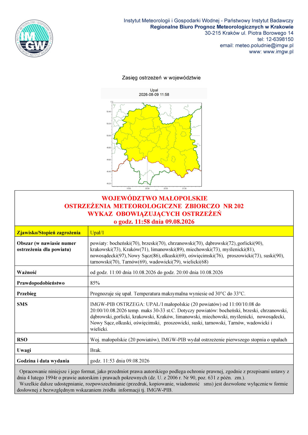Ostrzeżenie meteorologiczne - Upał